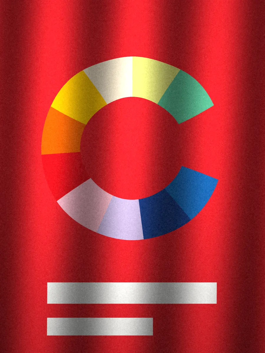 Rood spandoek met C-embleem in de plooi