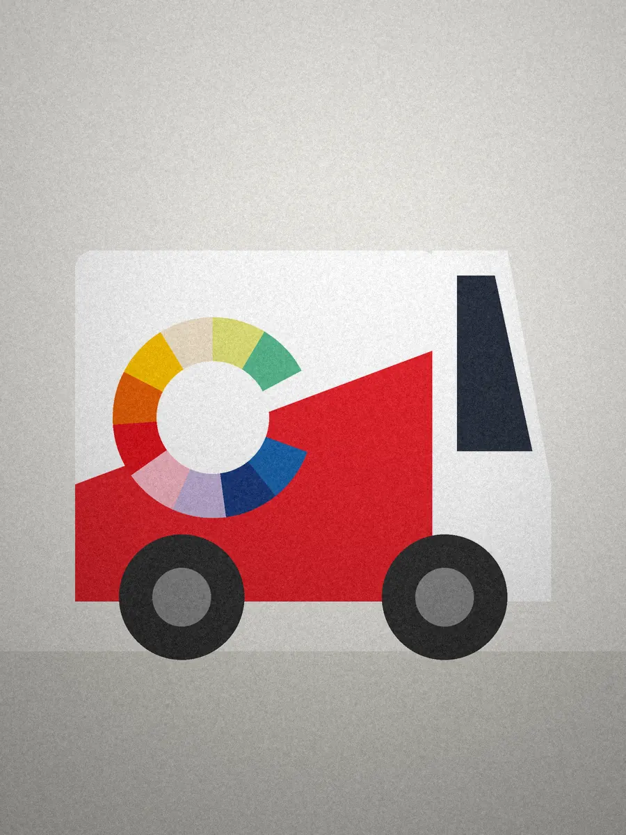 Bestelwagen met rode wrap